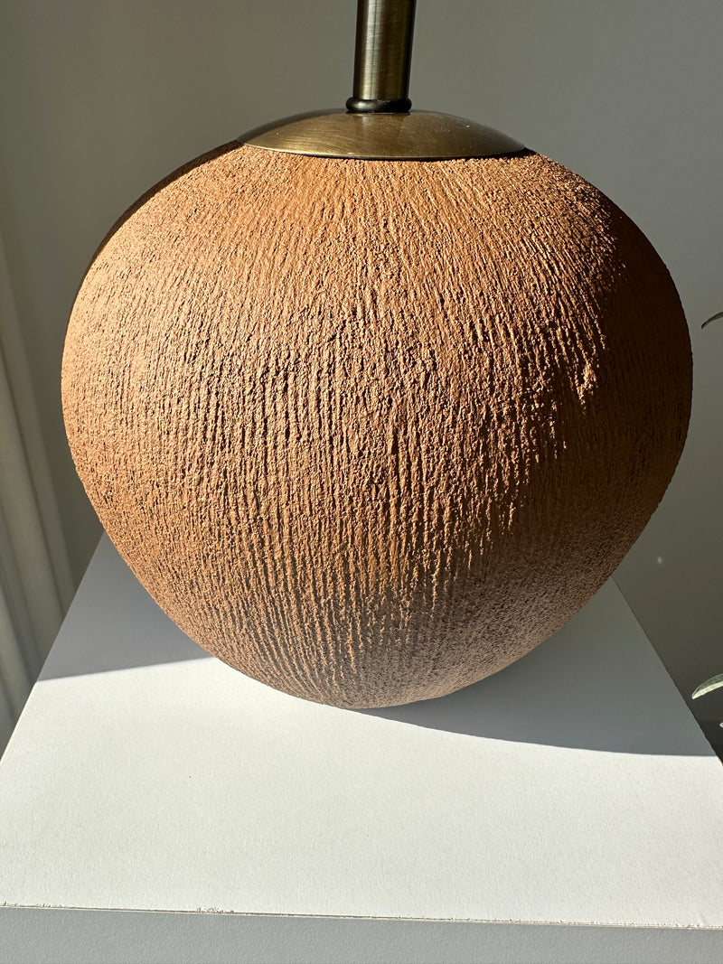 Utopia Brown Handmade Ceramic Lamp with Linen Shade