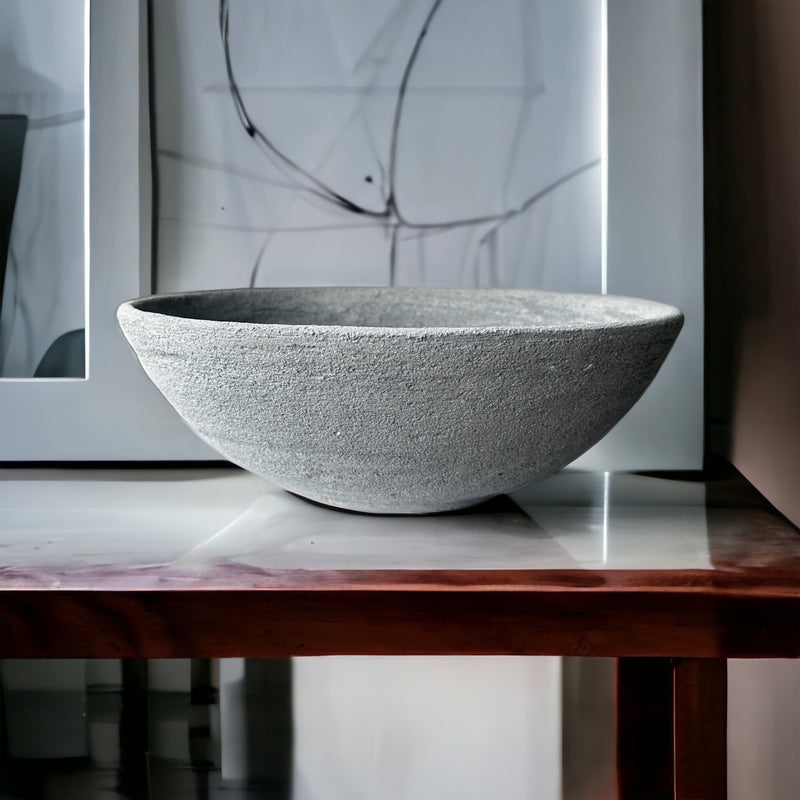 Anima Gray Unglazed Handmade Ceramic Bowl