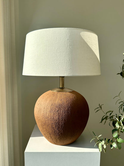 Utopia Brown Handmade Ceramic Lamp with Linen Shade