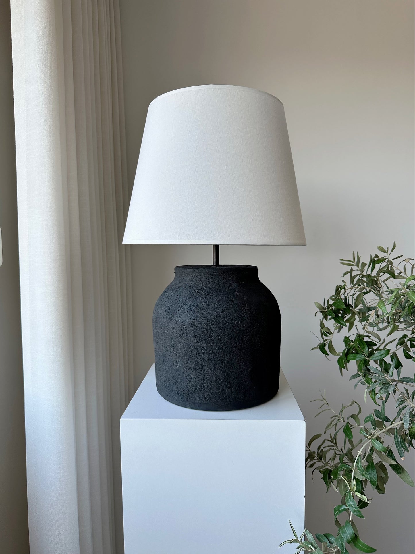 Noir Unglazed Textured Ceramic Table Lamp