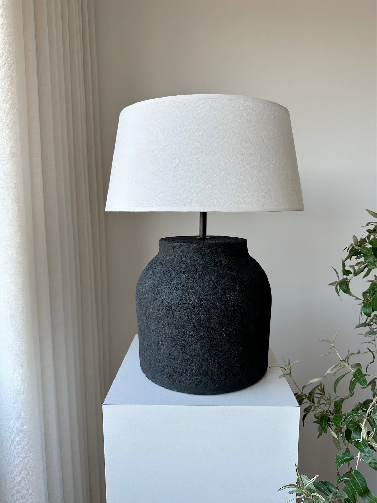 Noir Unglazed Textured Ceramic Table Lamp