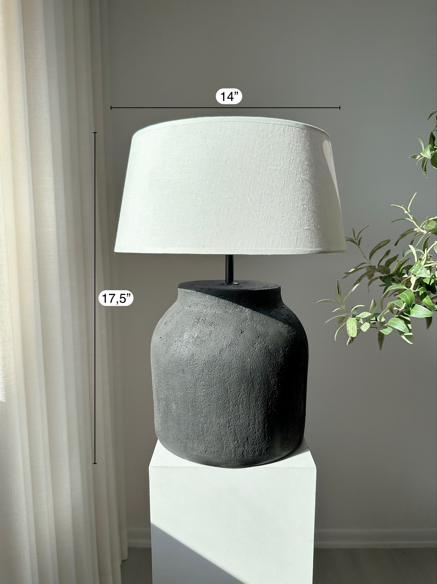 Noir Unglazed Textured Ceramic Table Lamp