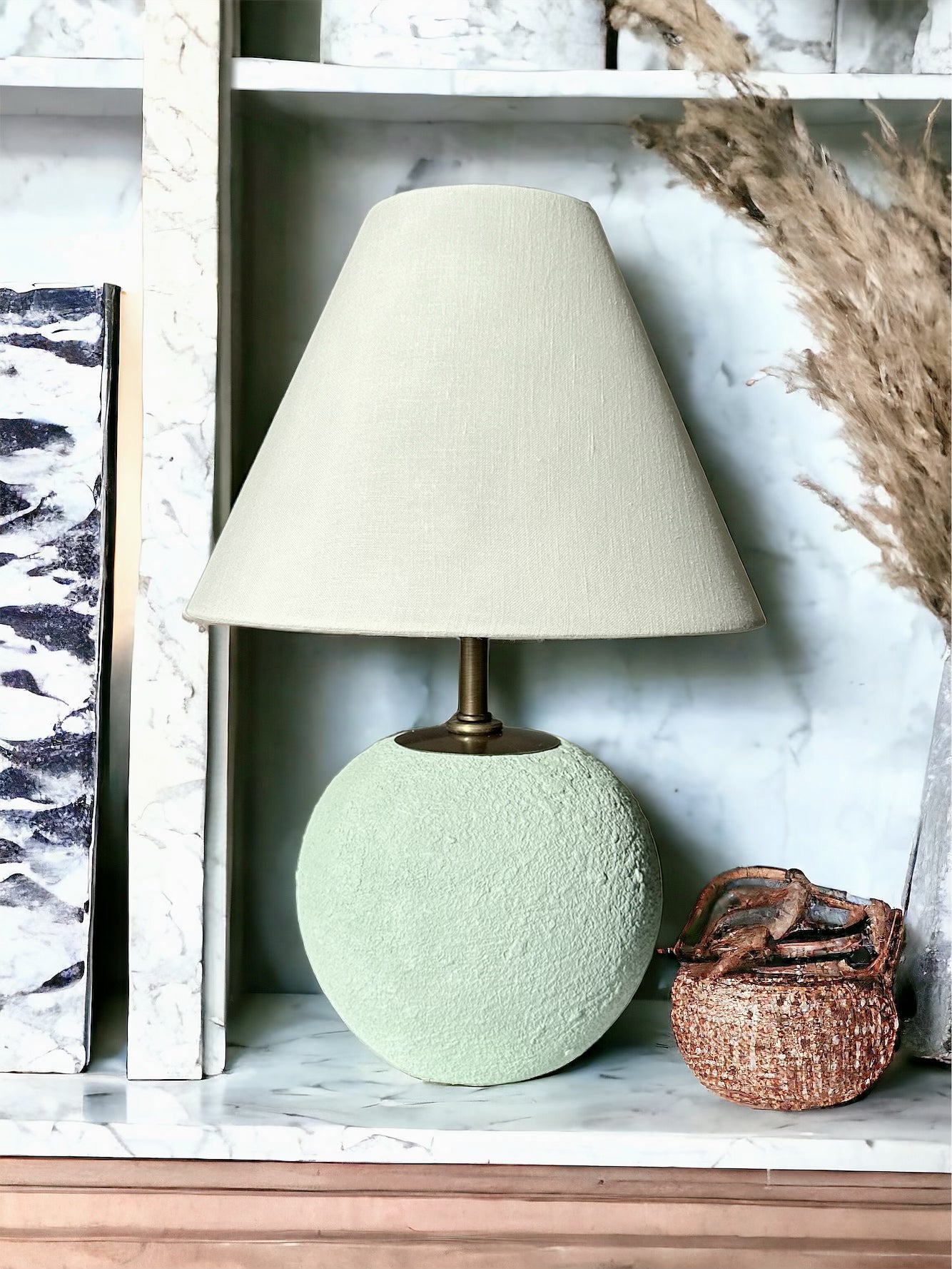 Olivió Green Unglazed Ceramic Textured Table Lamp