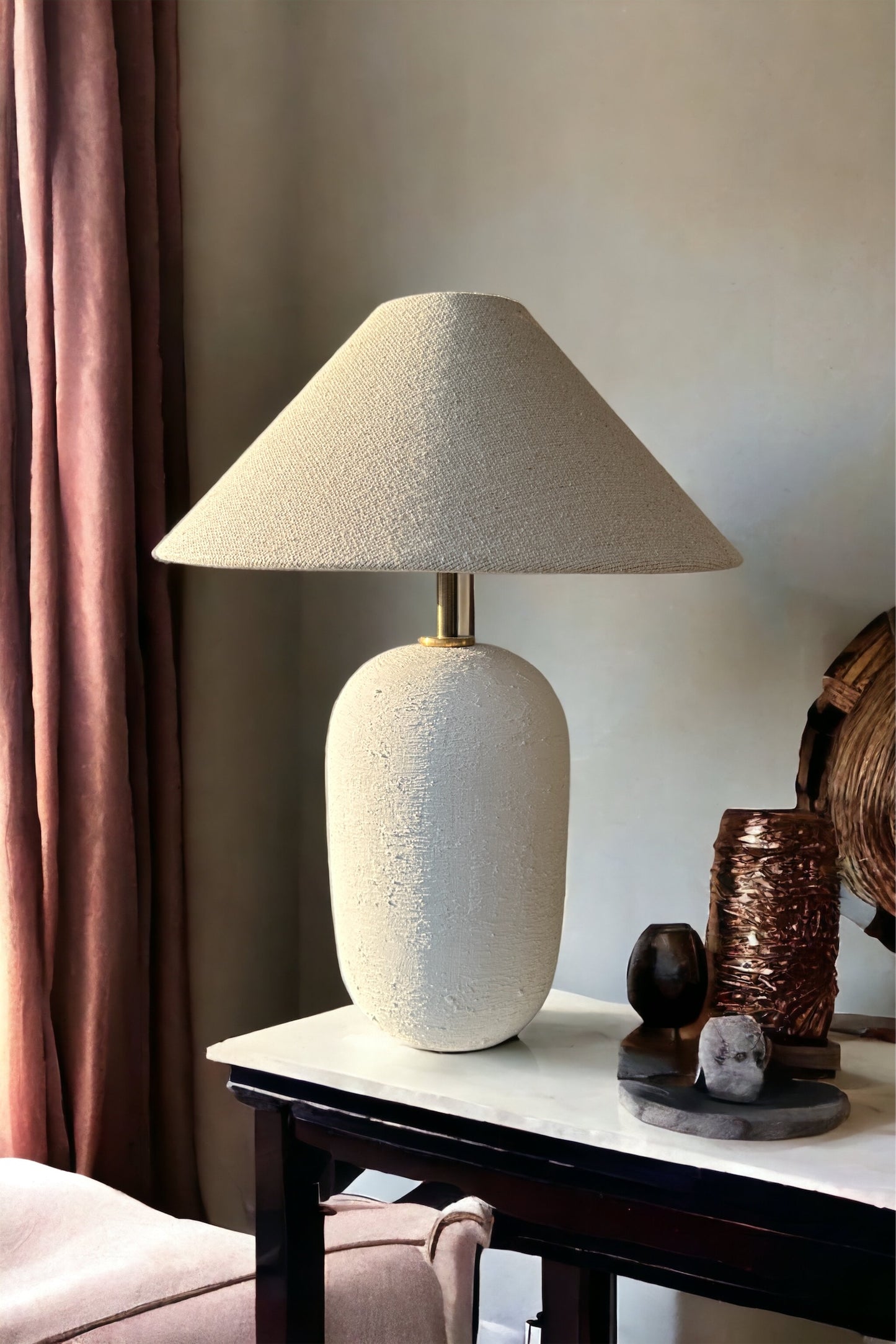 Luna Unglazed Ceramic Textured Table Lamp